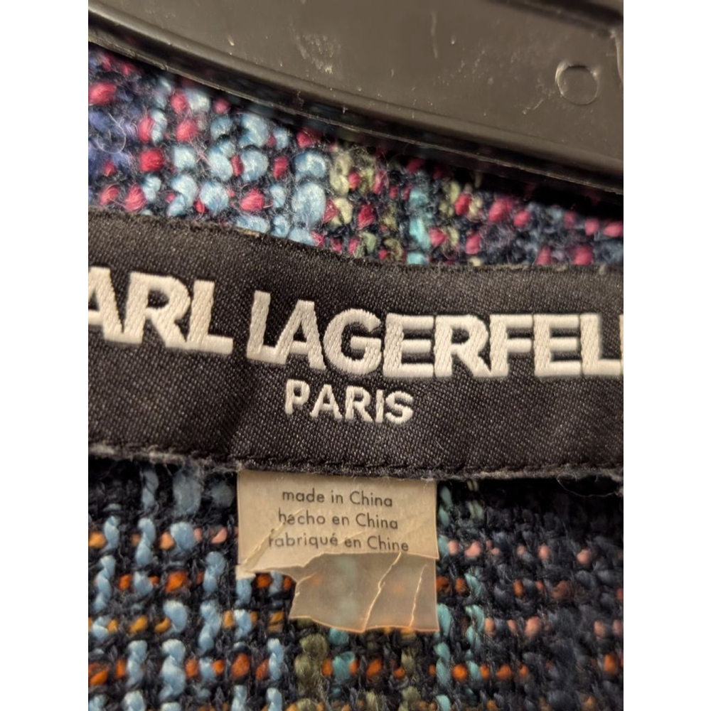 Women's KARL LAGERFELD PARIS Plaid Tweed Dress in Blue and Purple - Picture 13 of 15